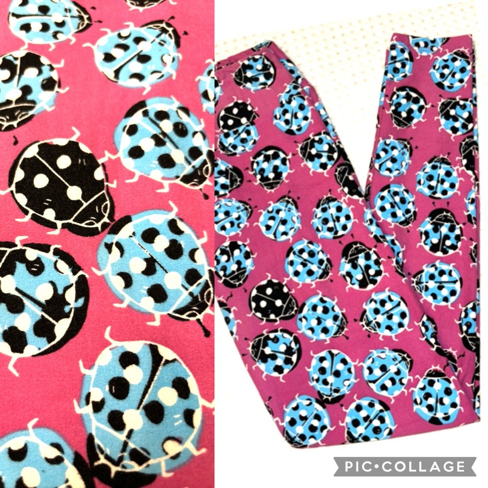 LuLaRoe OS One Size LADYBUG Leggings Pink Lilac Blue Black White